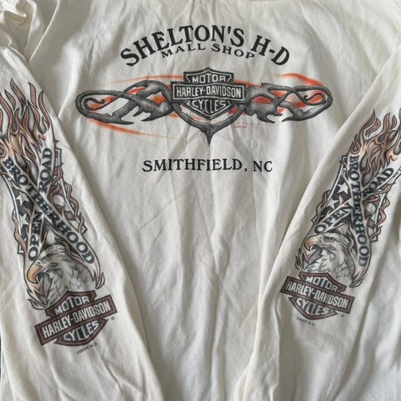 ‘06 Harley-Davidson Vintage Long Sleeve T-Shirt w/ Flame Graphic Y2K - Picture 5 of 11